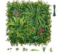 VEVOR Jardín Vertical Artificial 50,8 x 50,8 cm, Panel Decorativo de Pared 16 Unidades, Pantalla de Privacidad, Hojas de Estilo Tropical, Planta de Decoración para Exterior Interior Boda Terraza Hogar