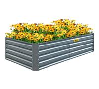 VEVOR Jardinera Elevada Galvanizada de 203x101x48 cm Jardinera de Metal Kit de Jardinera Elevada de Acero Jardineras para Exteriores para Cultivar Verduras, Flores, Frutas, Hierbas, Suculentas, Gris