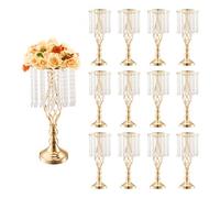 VEVOR 12 Soportes de Flores de Cristal de 49 cm de Alto, jarrón de Metal para Centro de Mesa de Boda, Soportes de Flores Dorados para mesas, Bodas, cenas, Ceremonias, decoración de Eventos de
