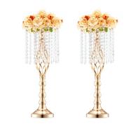 VEVOR Jarrón de Flores de Cristal para Boda Alto de 55 cm Jarrón Urna para Centro de Mesa 2 Piezas Soporte de Flores de Mesa para Decoración de Bodas, Fiestas, Ceremonias, Cumpleaños, Eventos