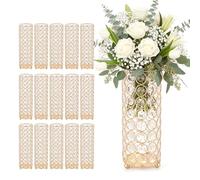 VEVOR Jarrones Decorativos, Paquete de 16 Piezas, Floreros Cilíndricos de Cristal, Altura de 26 cm, Centros de Mesa para Boda, Diseño Moderno, Decoración para Banquete Ceremonia Fiesta Recepción Hogar