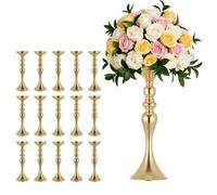 VEVOR Jarrones Decorativos, Paquete de 16 Piezas, Floreros de Candelero de Metal Dorados, Altura de 38 cm, Centro de Mesa para Boda, Estilo Clásico, Decoración para Banquete Ceremonia Fiesta Recepción