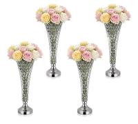 VEVOR Jarrones Decorativos, Paquete de 4 Piezas, Floreros de Trompeta de Cristal, Altura de 51 cm, Centro de Mesa para Boda, Diseño Moderno, Decoración para Banquete Ceremonia Fiesta Recepción Hogar