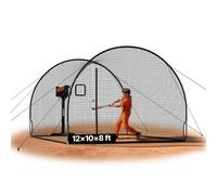 VEVOR Jaula de Bateo de Béisbol 3660 x 3100 x 2330 mm, Red de Bateo Autosoportante y Portátil con Agujero para Máquina de Lanzamiento, Multiuso para Deportes de Pelota, Entrenamiento Exterior Interior