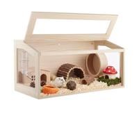 VEVOR Jaula de Madera para Hámster 810 x 410 x 410 mm Hábitat para Roedores | Caseta para Cobayas Mascotas, con Tapa Abatible Ranuras de Ventilación, Visión de 270°, Kit de Accesorios de Instalación