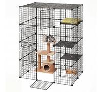 VEVOR Jaula de Metal para Gatos de 4 Niveles 104,1x71,1x139,7 cm Recinto, de Alambre Metálico, Conectores Reforzados, Parque para Gatos de Interior, Casa de Mascotas para Descansar Jugar Explorar