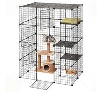 VEVOR Jaula de Metal para Gatos de 4 Niveles 104,1x71,1x139,7 cm Recinto | de Alambre Metálico, Conectores Reforzados, Parque para Gatos de Interior, Casa de Mascotas para Descansar Jugar Explorar