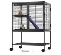 VEVOR Jaula de Metal para Pequeños Animales de 34" 2 Niveles con Ruedas para Hurones con Bandeja y Rampa