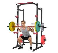 VEVOR Jaula de Potencia Multifuncional para Sentadillas con Barra y Altura Ajustable, para Gimnasio en Casa con Ganchos en J y más Accesorios de Fitness para Press de Banca, Dominadas y Fondos