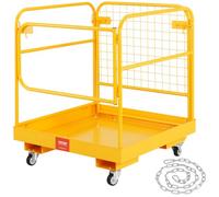 VEVOR Jaula de Seguridad Carretilla Elevadora Carga 544kg Plataforma de Trabajo Plegable 92x92cm 1-2 personas Ruedas Giratorias Bloqueables Cadena de Drenaje con Orificio Seguridad para Trabajo Aéreo