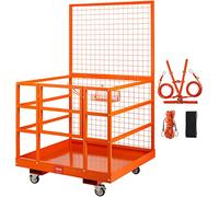 VEVOR Jaula de seguridad para montacargas y carretilla elevadora, capacidad 1400 libras, plataforma 43 x 45 pulgadas, arnés de seguridad y bloqueo