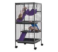 VEVOR Jaula para Animales Pequeños 4 Niveles 113 cm Jaula para Hurones, Caseta para Conejos Gatitos Chinchillas Roedores, con Rampas Hamaca Plataformas Bandeja Extraíble y Puertas, Marco de Metal