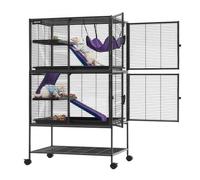 VEVOR Jaula para Animales Pequeños 4 Niveles Jaula con Ruedas Alto 130 cm | Parque de Metal para Hurones Conejos Gatitos Chinchillas Roedores, con Hamaca Rampas Plataformas Puertas y Bandeja Extraíble