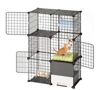 VEVOR Jaula para Gatos de 3 Niveles 71,1 x 45,5 x 104,1 cm Recinto de Gatos, con Plataformas Caja Pequeña, Alambre Grueso de Metal, Parque para Mascotas Pequeñas, para Comer Jugar Descansar, Negro