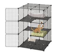 VEVOR Jaula para Gatos de 3 Niveles 71,1 x 71,1 x 104,1 cm Recinto de Gatos, con Hamaca Desmontable y Plataformas, Puertas con Cerrojo, Casa para Mascotas Pequeñas, Espacio para Descansar Jugar, Negro