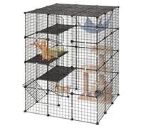 VEVOR Jaula para Gatos de 4 Niveles 104,1x104,1x139,7 cm Recinto para Gatos, Casa para Gatitos de Interior, Alambre de Metal Reforzado, con 4 Puertas, Parque de Mascotas para Comer Jugar Descansar