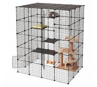 VEVOR Jaula para Gatos de 5 Niveles 139,7x104,1x175,2 cm Parque para Gatos, Jaula Grande de Metal para Interior, Alambre Metálico, Conectores Reforzados, con 5 Puertas, Corral de Animalitos para Jugar