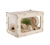 VEVOR Jaula para Hámster de Madera 605 x 405 x 405 mm Hábitat para Roedores | Caseta para Cobayas Animales Pequeños, Paneles Transparentes, Tapa Superior con Ventilación, Kit de Accesorios de Montaje