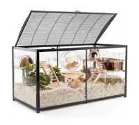 VEVOR Jaula para Hámster de Metal 1200 x 600 x 645 mm Casa para Roedores, Caseta Metálica para Cobayas Animales Pequeños, Paneles Transparentes, Visión de 360°, Ventilación, Accesorios de Instalación