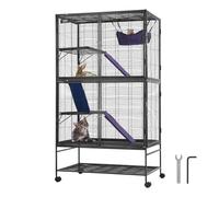 VEVOR Jaula para Hurones de Metal con Ruedas 1640 mm Jaula para Animales Pequeños de 4 Niveles con Rampa y Bandeja para Ratas, Hámster, Conejillo de Indias, Chinchilla, Ardilla, Erizo, Conejo