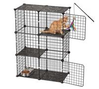VEVOR Jaula para Mascotas de 3 Niveles 71,1 x 35,5 x 104,1 cm Casa de Gatos, con Puertas Plataformas, Alambre de Metal y Conectores Reforzados, Corral para Mascotas Pequeñas, para Comer Descansar