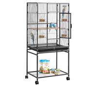 VEVOR Jaula para Pájaros, 625 x 425 x 1370 mm, Techo Plano, Hierro Forjado, con Perchas, Bandeja Extraíble y Comederos Plástico, Ruedas, para Loros, Herrerillos Comunes, Cacatúas Ninfas, Canarios