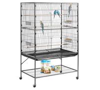 VEVOR Jaula para Pájaros, 930 x 580 x 1510 mm, Tapa Plana, Hierro Forjado, con Perchas, Bandeja Extraíble, Comederos de Plástico, para Herrerillo Común, Cacatúa NINFA, Canario, Loro Gris Africano