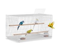 VEVOR Jaula para pájaros de 760 x 460 x 455 mm, Jaula para Periquitos Pequeños con 2 Perchas y 2 Tazas de Alimentación, Jaula para Pájaros de Metal Resistente para Loros, Canarios, Agapornis, Blanco