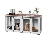 VEVOR Jaula para Perros 1800 x 600 x 861 mm para Dos Perros con Puertas Corredizas Dobles, Soporte para TV para Jaula para Perros con Marco de Acero para Perros Pequeños, Medianos y Grandes, Blanco