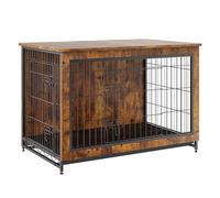 VEVOR Jaula para Perros 98x65x68cm Muebles Modernos de Madera para Jaula para Perros Mesa Auxiliar Interior Multiusos con Puerta Doble y Bandeja Fácil Montaje para Perros de hasta 70kg, Marrón Rústico