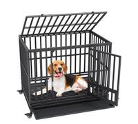 VEVOR Jaula para Perros de Alta Resistencia Jaula de Metal de 119x81x99 cm para Mascotas de Tamaño Mediano a Grande con Ruedas con Bloqueo Bandeja Extraíble de 3 Puertas para Interior y Exterior