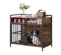 VEVOR Jaula para Perros Estilo Mueble con Almacenamiento, 41", Muebles para Perros de Raza Grande con Puertas Dobles, Jaula de Madera para Perros en Interiores, Soporta hasta 70 Libras, Marrón Rústico