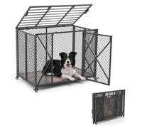 VEVOR Jaula para Perros, Perrera con 2 Puertas 4 Pestillos y Ruedas con Freno, Capacidad de Carga de 113,4 kg, Jaula de Malla de Acero, Base de Tablero de Partículas, para Perros Pequeños y Medianos