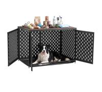 VEVOR Jaula para Perros, Perrera con Estante Superior y Bandeja Inferior, 3 Puertas y 6 Cerrojos, Estructura de Acero, Patas Ajustables, Diseño Moderno, Mueble Auxiliar para Perros Pequeños y Medianos