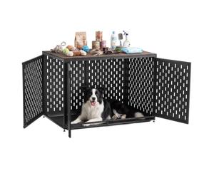 VEVOR Jaula para Perros, Perrera con Estante Superior y Bandeja Inferior, 3 Puertas y 6 Cerrojos, Estructura de Acero, Patas Ajustables, Diseño Moderno, Mueble Auxiliar para Perros Pequeños y Medianos