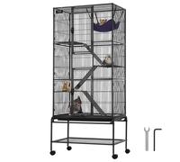 VEVOR Jaula para Hurones de Metal con Ruedas 1755 mm Jaula para Animales Pequeños de 4 Niveles con Rampa y Bandeja para Ratas, Hámster, Conejillo de Indias, Chinchilla, Ardilla, Erizo, Conejo