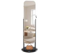 VEVOR Joyero Giratorio de 360°, Independiente, con Espejo de Cuerpo Entero y Espacio de Almacenamiento, con 2 Llaves, Bolsillos para Accesorios y Compartimentos para Joyas, 550 x 550 x 1600 mm