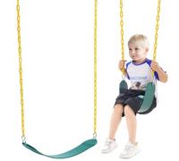 VEVOR Juego de 2 Columpios con Cadenas Revestidas de 167,6 cm y Ganchos a Presión Asiento de Columpios de Carga de 136 kg, Accesorios para Columpios para Niños para Exteriores e Interiores, Verde