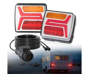 VEVOR Juego de 2 Luces para Remolque, con 4 Modos de Luz de Freno, Giro, Trasera y Matrícula, Resistente al Polvo y la Lluvia, con Arnés de Cableado para Barco, Caravana, Camión, 106 x 96 x 43 mm