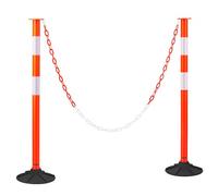 VEVOR Juego de 2 Postes de Tráfico 871 mm Bolardo de Tráfico con Base con Peso y Cadena Poste de Señalización con Tiras Reflectantes para Aparcamiento, Estadios Deportivos, Lugares de Exhibición