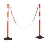 VEVOR Juego de 2 Postes de Tráfico 871 mm Bolardo de Tráfico con Base con Peso y Cadena Poste de Señalización con Tiras Reflectantes para Aparcamiento, Estadios Deportivos, Lugares de Exhibición