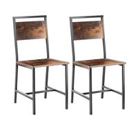 VEVOR Juego de 2 Sillas de Comedor de Madera con Estructura y Respaldo de Metal, de Cuero, de Nogal Estilo Granja, para Cocina y Sala de Estar, Color Marrón Rústico y Negro, 480 x 380 x 865 mm
