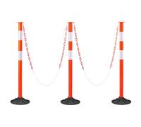 VEVOR Juego de 3 Postes de Tráfico 871 mm Bolardo de Tráfico con Base con Peso y Cadenas Poste de Señalización con Tiras Reflectantes para Aparcamiento, Estadios Deportivos, Lugares de Exhibición