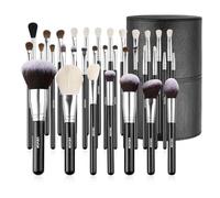 VEVOR Juego de 34 Brochas de Maquillaje Profesional a Base, Difuminar Sombras de Ojos, Corrector y Rubor, con Cerdas Suaves, Mango Ergonómico de Madera y Estuche de Viaje Incluido, Color Negro