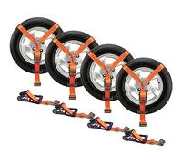 VEVOR Juego de 4 Correas de Amarre para Llantas, Correas para neumáticos Estilo Lazo de 5,08 x 305 cm, Carga de Trabajo de 2500 kg, Resistencia a la Rotura de 5000 kg, con Ganchos Planos para ATV