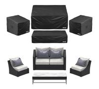 VEVOR Juego de 4 Fundas para Muebles de Patio, 420D, Resistentes e Impermeables, Color Negro, Resistente al Desgarro y a los Rayos UV, Durante Las Cuatro Estaciones, para Mesa y Sillas Exterior