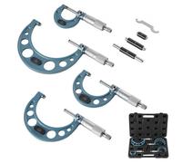 VEVOR Juego de 4 Micrómetros para Maquinista, 0-25,4 mm, 25,4 mm-50,8 mm, 50,8 mm-76,2 mm y 76,2 mm-101,6 mm, Precisión Ultrarrápida de ±0,003 mm, para Metalurgia e Ingeniería, 210 x 110 x 22 mm