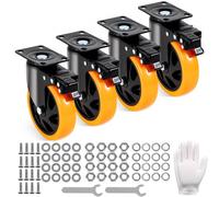 VEVOR Ruedas Giratorias con Placa Juego de 4 Ruedas para Muebles, Ruedas Silenciosas de PVC de 127 mm con Freno de Bloqueo A/B, Capacidad de Carga de 204 kg por Rueda para Carros de Banco de Trabajo