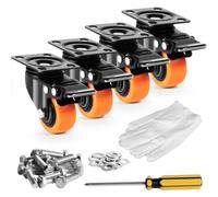 VEVOR Juego de 4 ruedas giratorias para muebles industriales, ruedas silenciosas de PVC de 50,8 mm con freno de doble bloqueo, capacidad de carga de 68 kg por rueda para carros de banco de trabajo