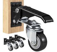 VEVOR Juego de 4 Ruedas para Banco de Trabajo Ruedas Giratorias Industriales 63,5mm Capacidad de Carga de 74,8 kg Ruedas Retráctiles Laterales Ajustables de 360° con Freno de Pie para Equipos de Mesas